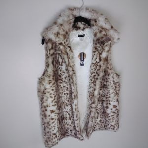 New Direction Faux Fur Leopard Fuzzy Vest/Jacket Size; M